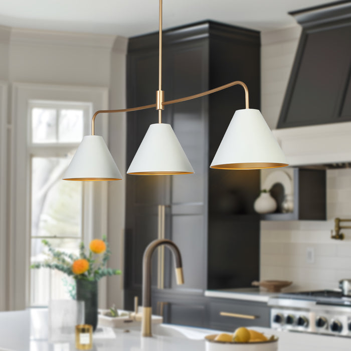 Serivon 3-Light White and Gold Island Light