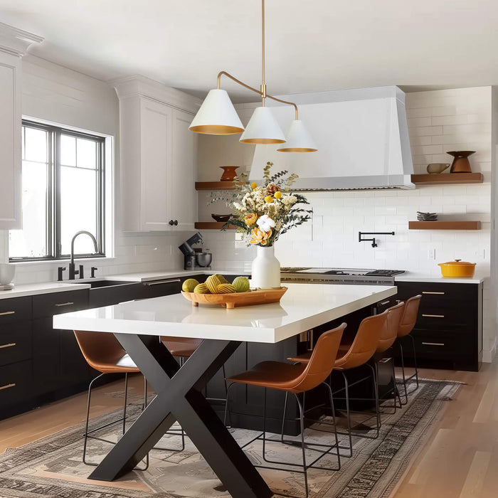 Serivon 3-Light White and Gold Island Light
