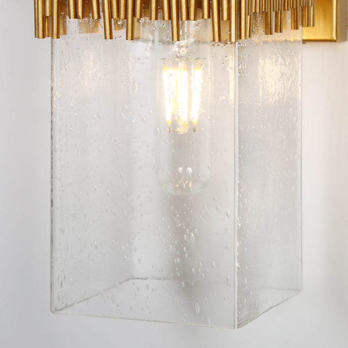 Melorin 2-Light Gold Seeded Glass Wall Sconce