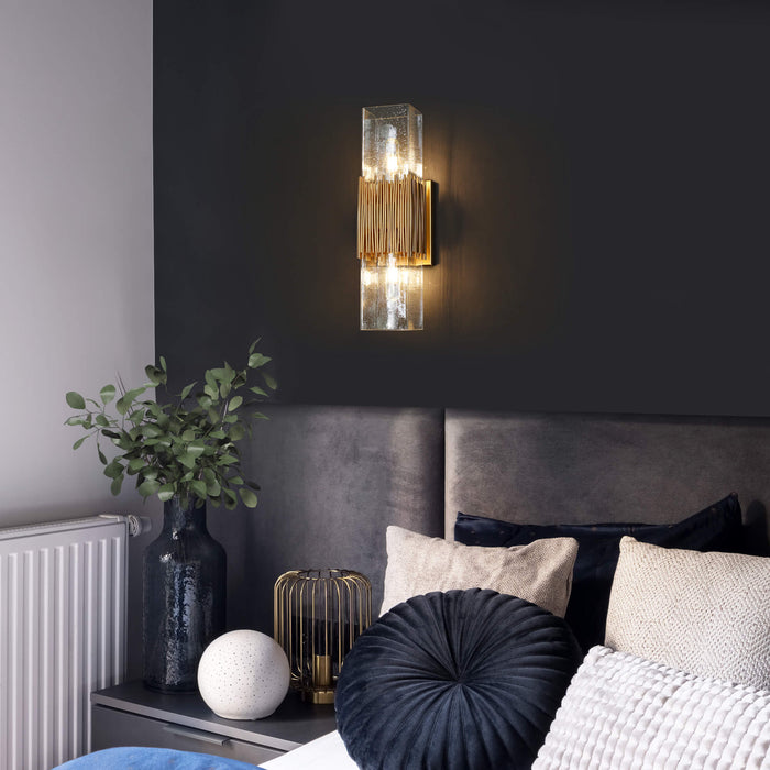 Melorin 2-Light Gold Seeded Glass Wall Sconce