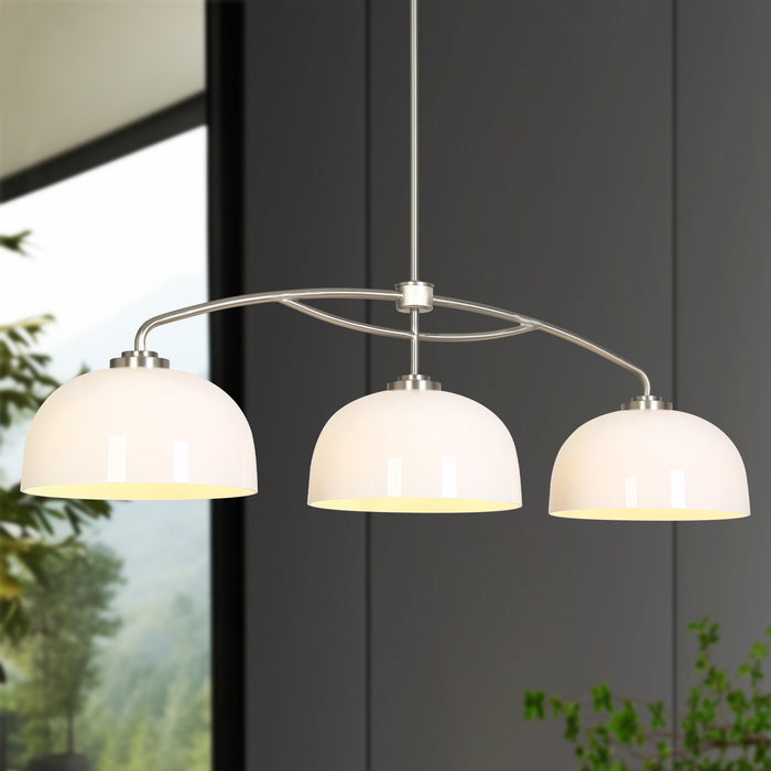 Wesrode 3-Light Brushed Nickel Frosted Glass Island Light