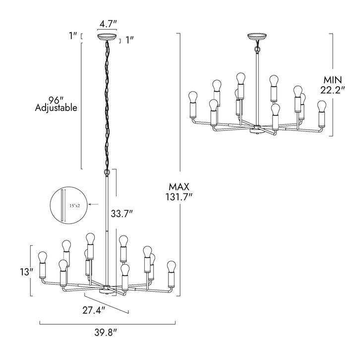 Ravirea 10-Light Black and Gold Chandelier