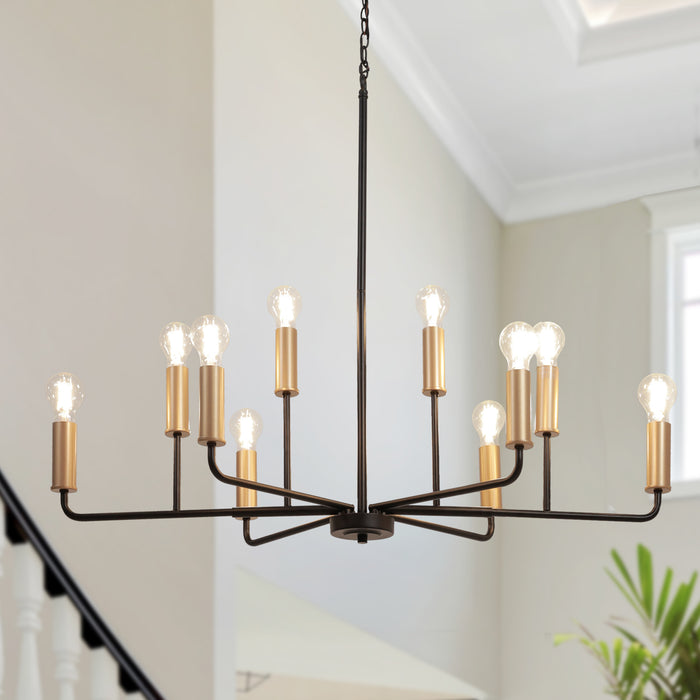 Ravirea 10-Light Black and Gold Chandelier