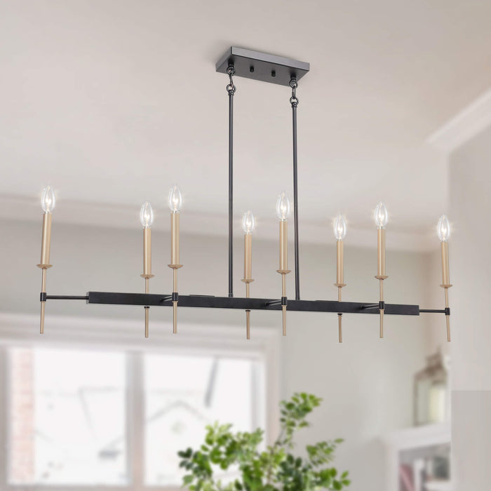 Ravirea 8-Light Black and Gold Metal Island Lights