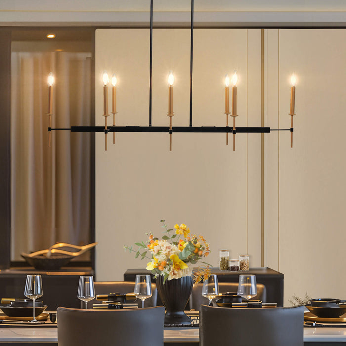 Ravirea 8-Light Black and Gold Metal Island Lights