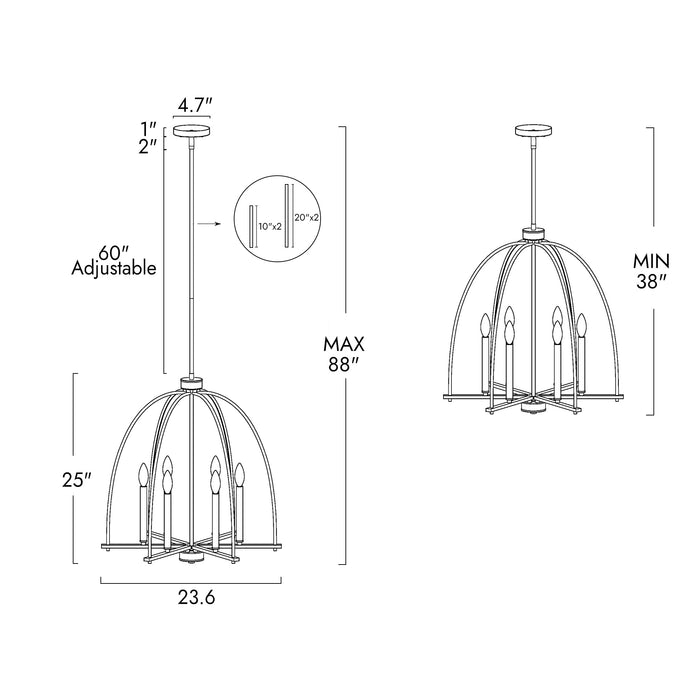 Ravirea 6-Light Black and Gold Dome Chandelier
