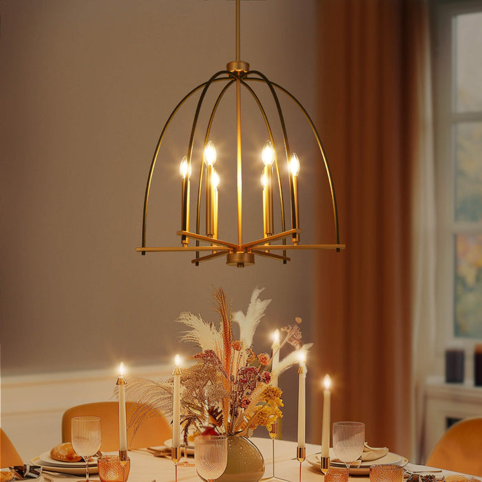 Ravirea 6-Light Black and Gold Dome Chandelier