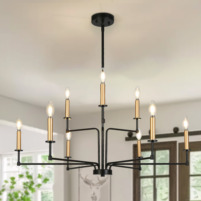 Ravirea 9-Light Black and Gold Candlestick Chandelier
