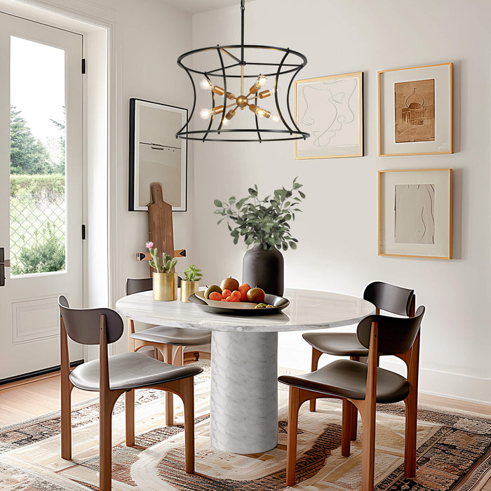 Ravirea 8-Light Black and Gold Drum Chandelier