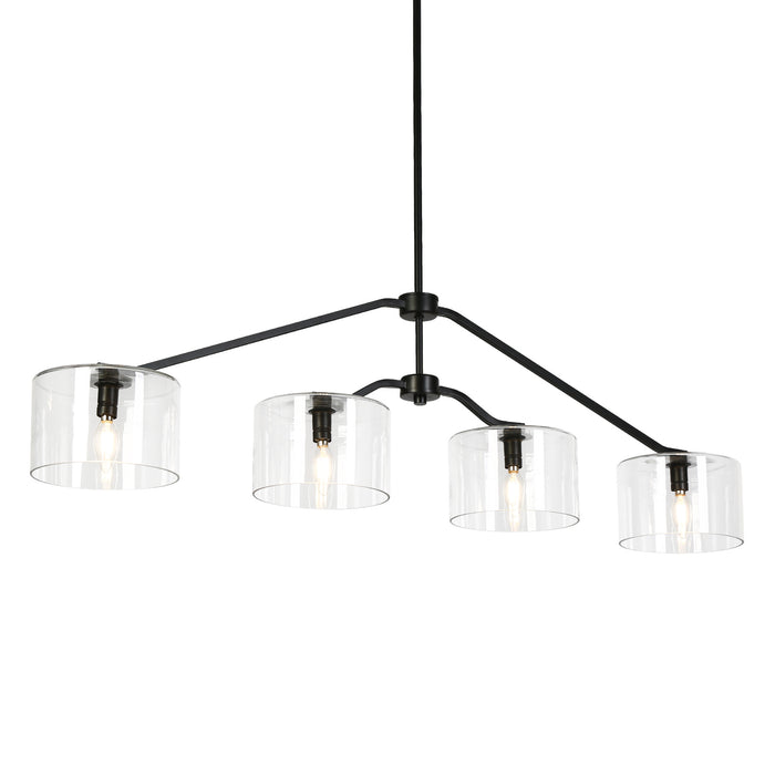 Faylora 4-Light Black Linear Chandelier Clear Glass Island Light