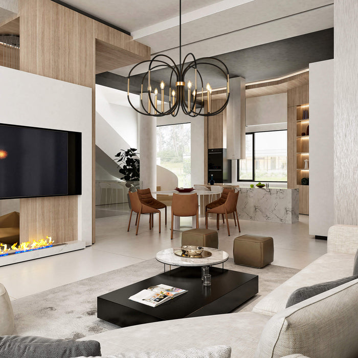 Sorviel 8-Light Black and Gold Chandelier