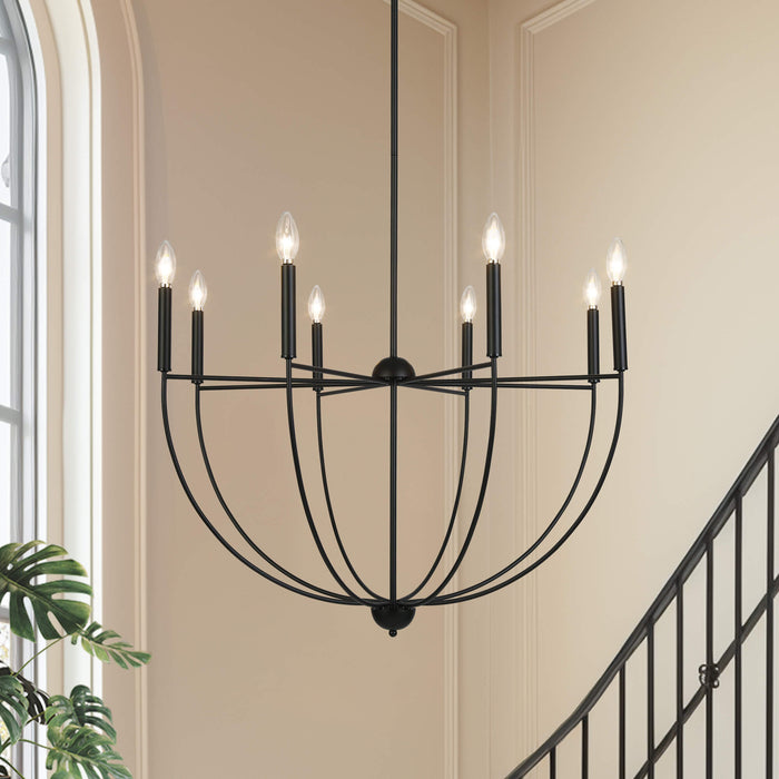 Nuvina 8-Light Black Candlestick Chandelier