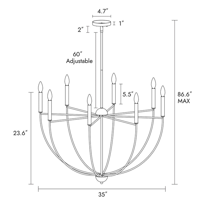 Nuvina 8-Light Black Candlestick Chandelier