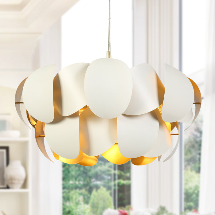 Aurvia 8-Light White and Gold Chandelier