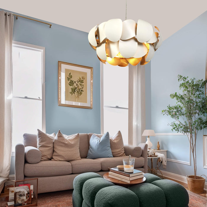 Aurvia 8-Light White and Gold Chandelier