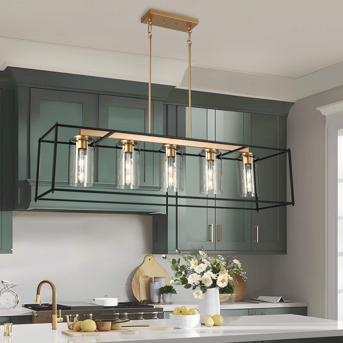 Calmyth 5-Light Black and Gold Island Light