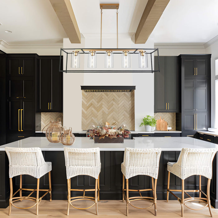 Calmyth 5-Light Black and Gold Island Light