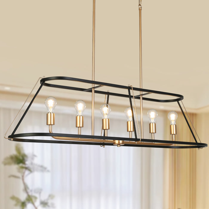 Ravirea 6-Light Black and Gold Island Light