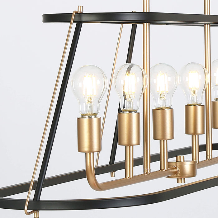 Ravirea 6-Light Black and Gold Island Light