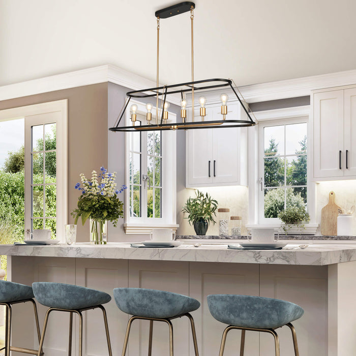 Ravirea 6-Light Black and Gold Island Light