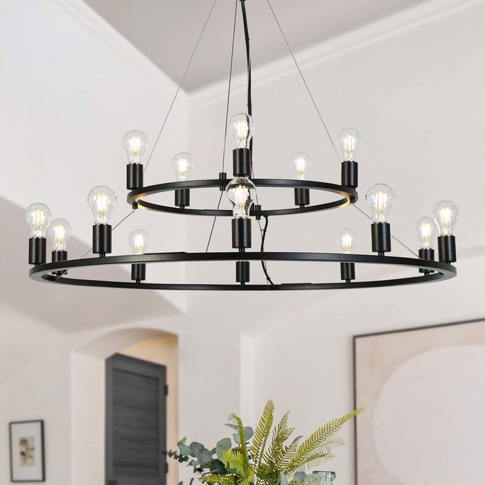 Zyrelon 15-Light Black Chandelier