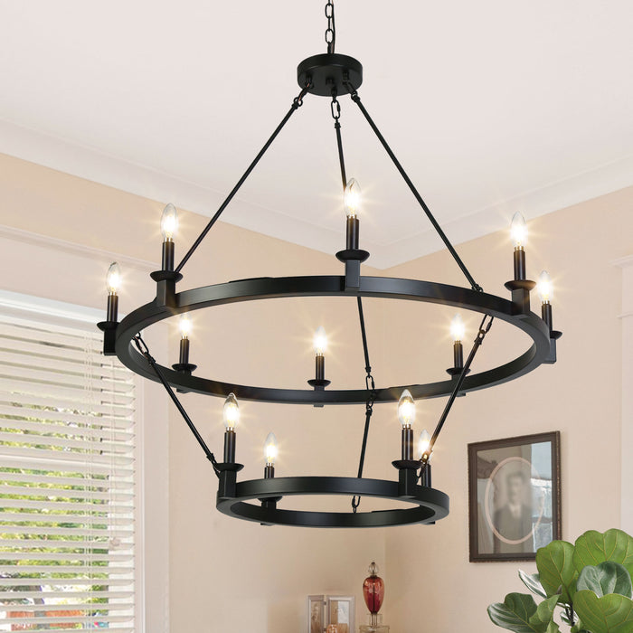 Zeyrah 12-Light Black Chandelier