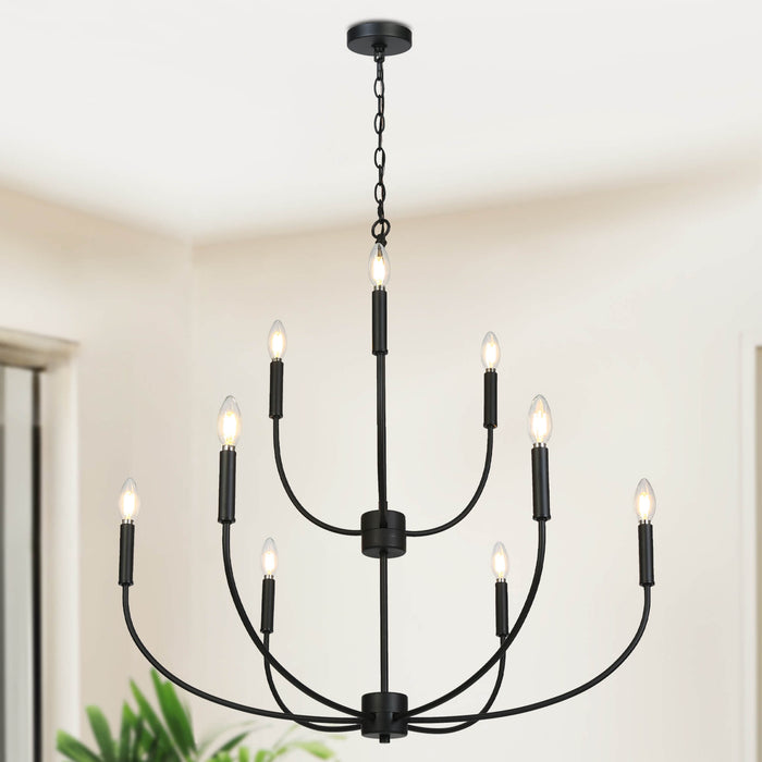 Dusarry 9-Light Black Metal Tiers Chandelier