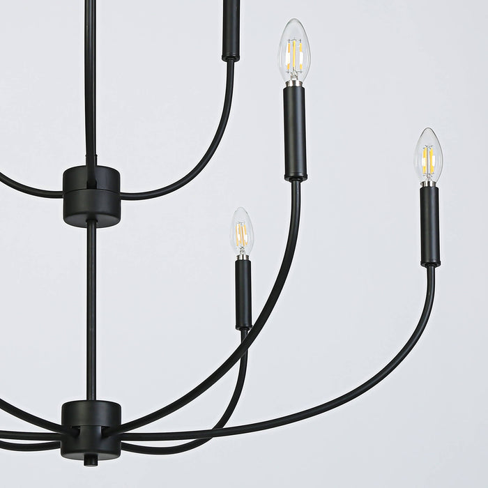 Dusarry 9-Light Black Metal Tiers Chandelier