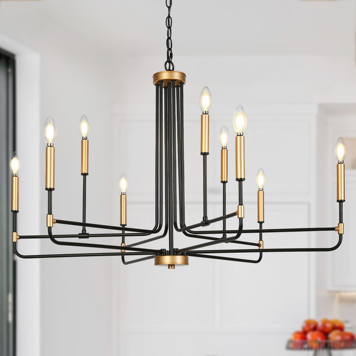 Ravirea 9-Light Black and Gold Chandelier