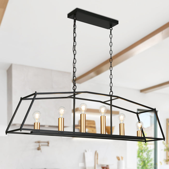 Ravirea 6-Light Black and Gold Island Light
