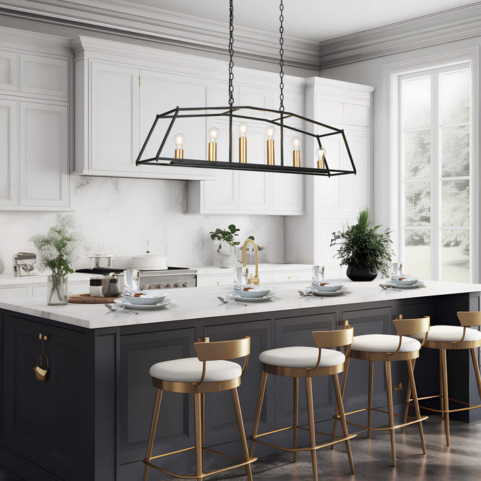 Ravirea 6-Light Black and Gold Island Light