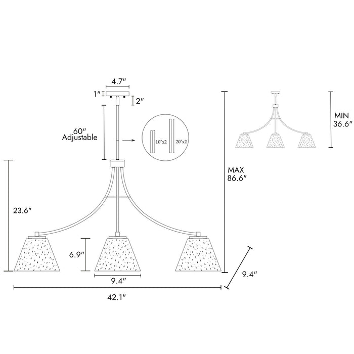 Faylora 3-Light Black Island Light