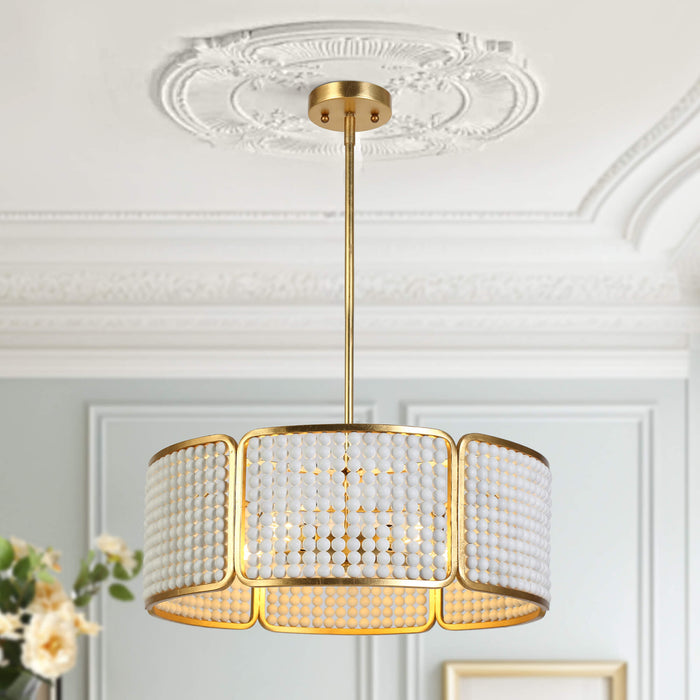 Gilvan 5-Light White and Gold Chandelier