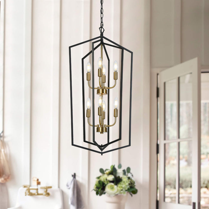 Noirel 8-Light Black and Brass Chandelier