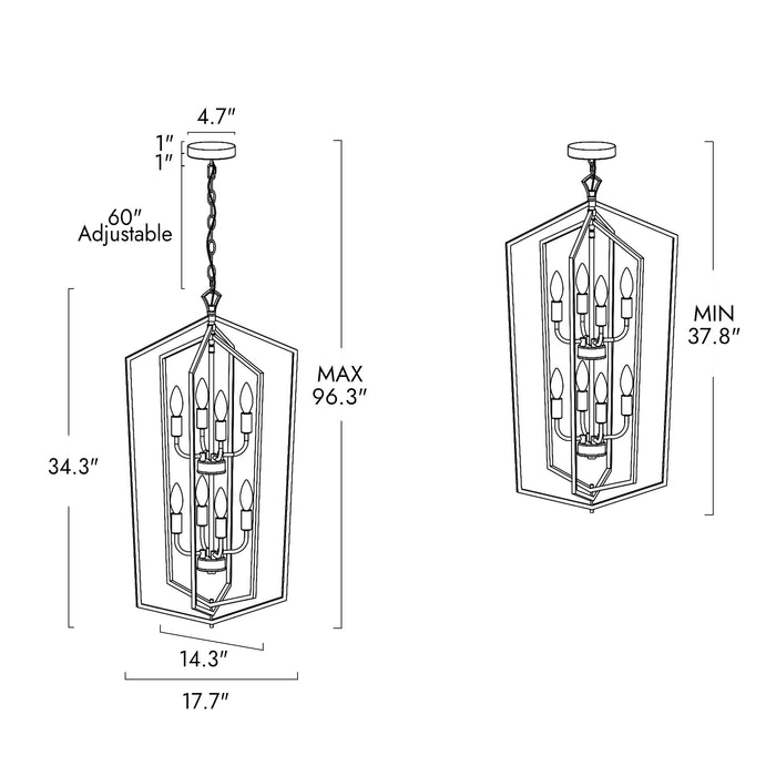 Noirel 8-Light Black and Brass Chandelier