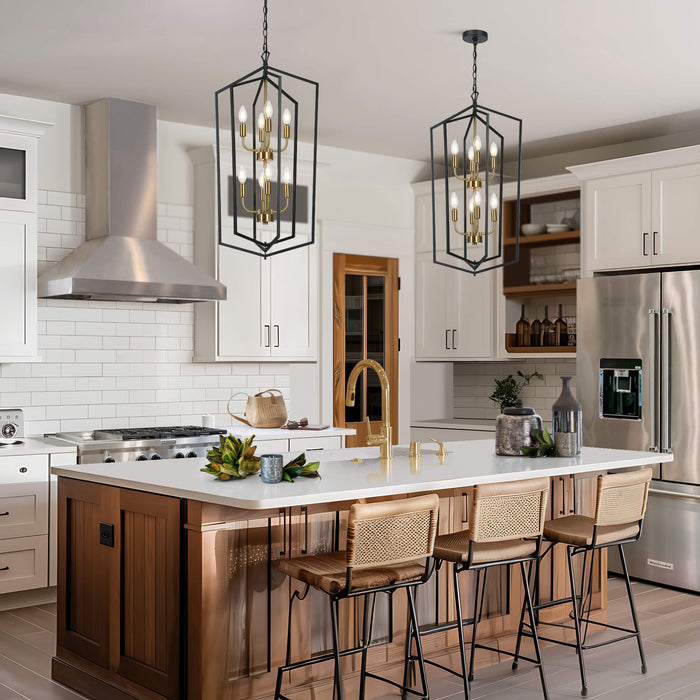 Noirel 8-Light Black and Brass Chandelier