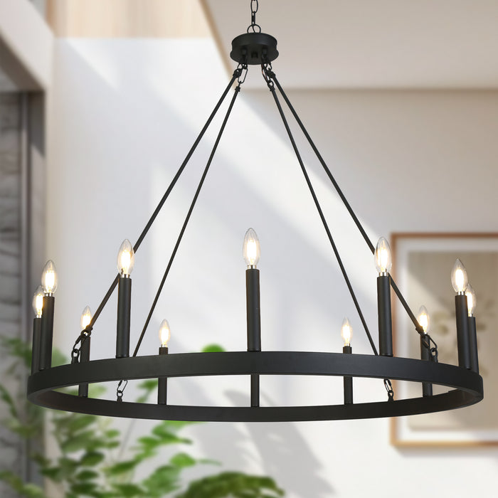 Zeyrah 12-Light Black Chandelier