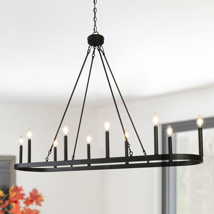 Zeyrah Black Linear 10-Light Island Chandelier