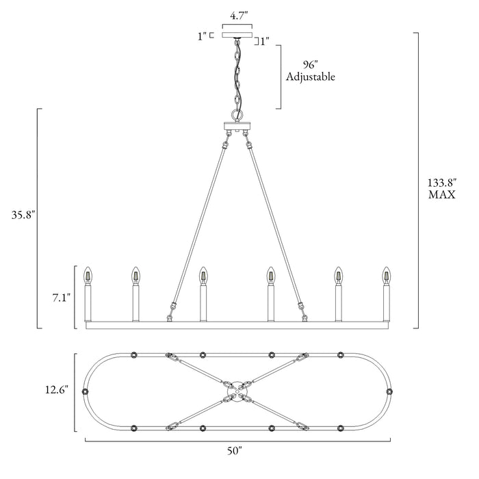 Zeyrah Black Linear 10-Light Island Chandelier