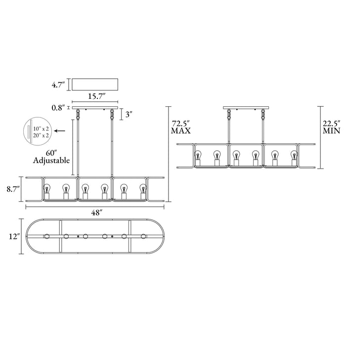 Zyrelon 6-Light Black Island Light