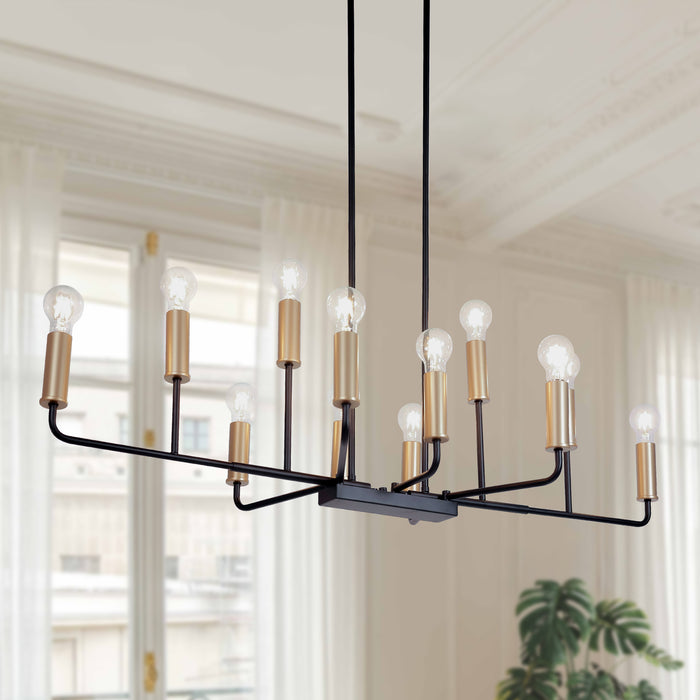 Ravirea 12-Light Black and Gold Island Light