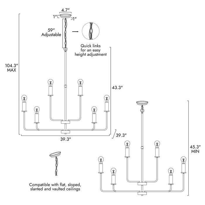 Zyrelon 12-Light Black Chandelier