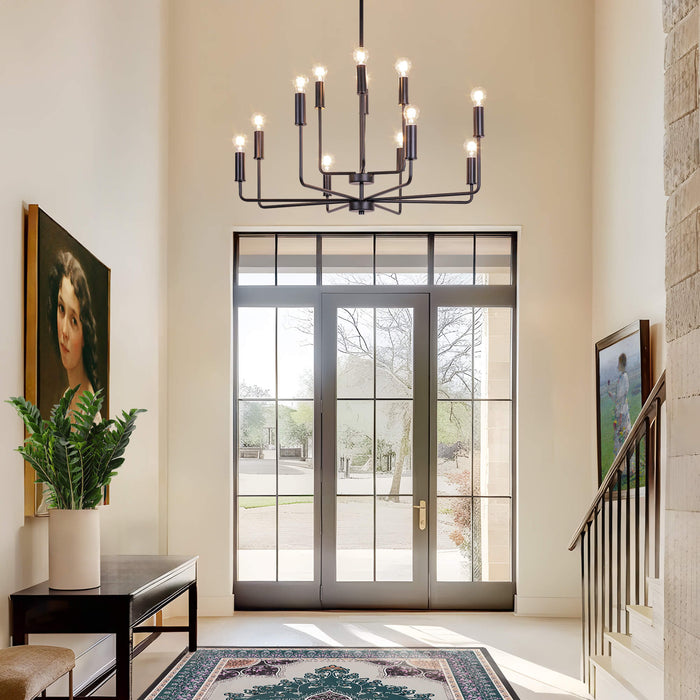 Zyrelon 12-Light Black Chandelier