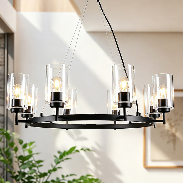 Zeyrah Black Wagon Wheel 8-Light Chandelier