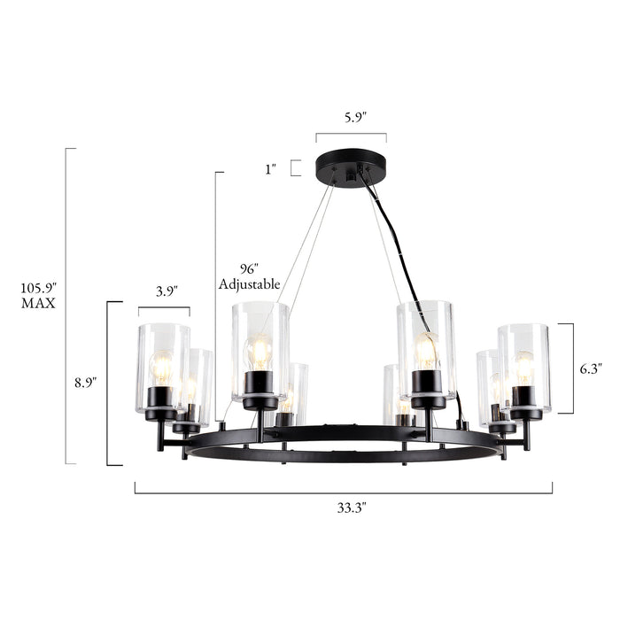 Zeyrah Black Wagon Wheel 8-Light Chandelier
