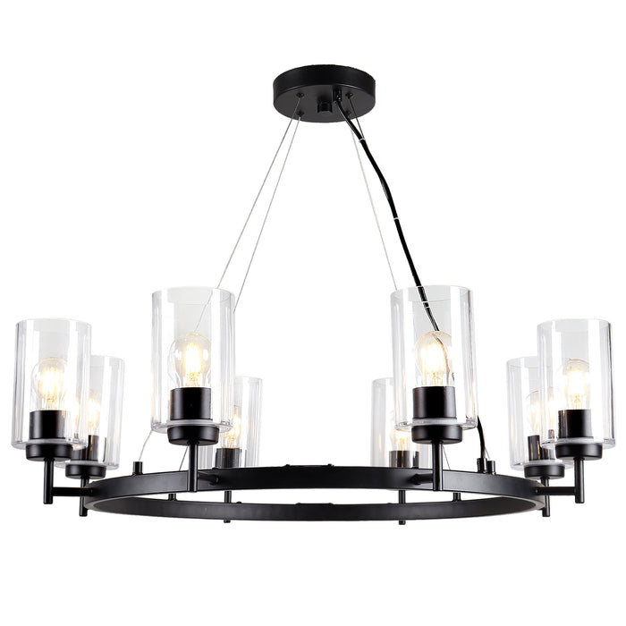 Zeyrah Black Wagon Wheel 8-Light Chandelier