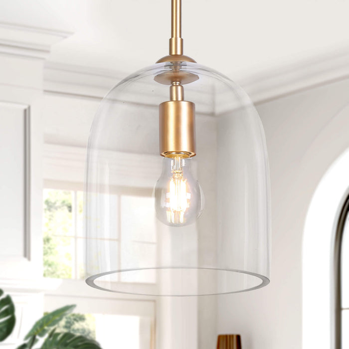Fayrion 1-Light Gold Glass Bell Pendant Light