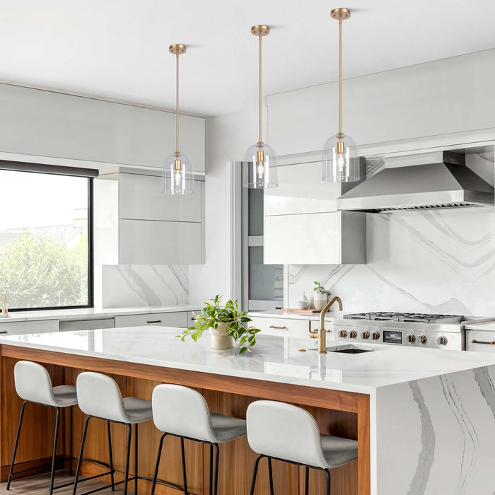 Fayrion 1-Light Gold Glass Bell Pendant Light