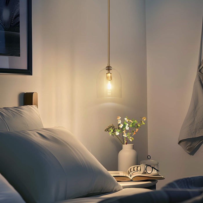 Fayrion 1-Light Gold Glass Bell Pendant Light