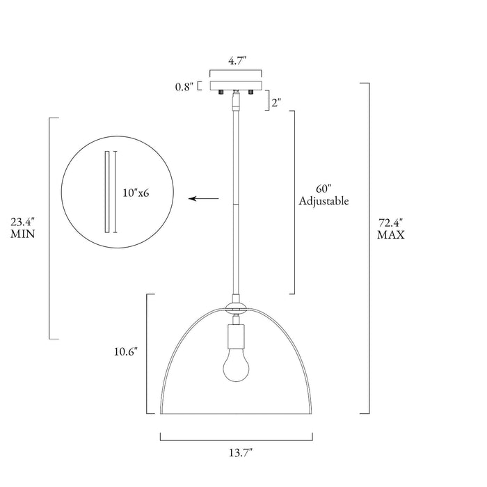 Fayrion 1-Light Gold Glass Dome Pendant Light